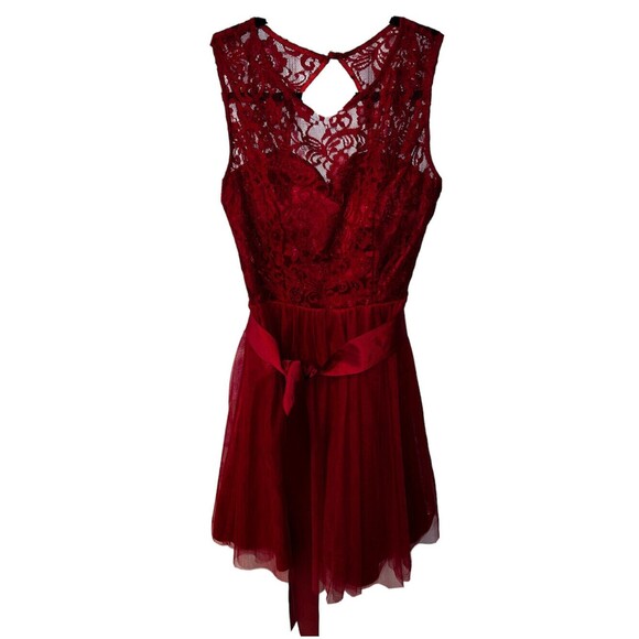 ASPEED USA Dress Womens S Lace Cocktail Red Romantic Feminine formal babydoll - Picture 1 of 7